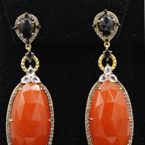 6.70 CT MULTISTONE DANGLE DROP EARRINGS - Picture 4 of 7